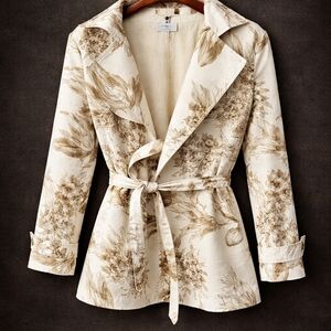 CAbi Cream and Brown Floral Blazer